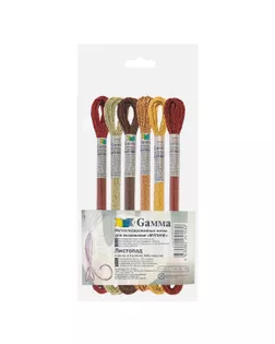 Нитки для вышивания набор мулине Металлик 100% полиэстер 6 x 8 м 01 Листопад арт. ГММ-110476-2-ГММ085234708674