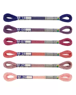 Нитки для вышивания набор мулине Металлик 100% полиэстер 6 x 8 м 04 Аромат лета арт. ГММ-110476-5-ГММ085234744294