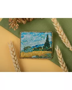 Набор для вышивания "PANNA" "Живая картина" MET-JK-2266 "Брошь. Пшеничное поле с кипарисами" арт. ГММ-112414-1-ГММ085697085674
