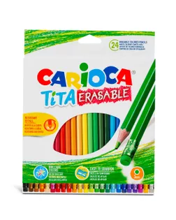 "Carioca" Карандаши цветные пластиковые Tita Erasable 24 цв. арт. ГММ-107422-1-ГММ078104294304