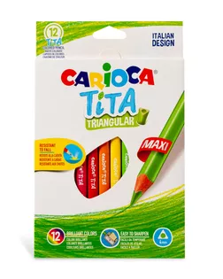 "Carioca" Карандаши цветные утолщенные пластиковые Tita Maxi трехгранные 12 цв. арт. ГММ-107426-1-ГММ078108402704