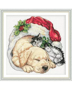 Набор для вышивания "DIMENSIONS" 08826 "Щенок и котенок рождественским утром" арт. ГММ-103985-1-ГММ059654984052