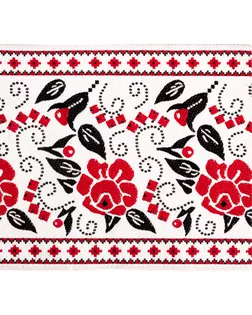 Лента жаккардовая 100 мм DBTRJ-110 10 м БУТОНЫ/ПОЛОСЫ красный/черный арт. ГММ-15392-1-ГММ068856444174