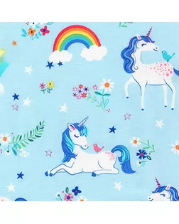 Ткани для пэчворка PEPPY HAPPY LITTLE UNICORNS ФАСОВКА 50 x 55 см 146±5 г/кв.м 100% хлопок AUI-17163-4 BLUE арт. ГММ-10011-3-ГММ0056968
