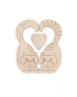 Заготовки для декорирования "Mr. Carving" ВД-562 Подвеска фанера "Влюбленные кошечки" (8х7 см) арт. ГММ-10355-1-ГММ0081790
