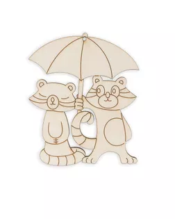 Заготовки для декорирования "Mr. Carving" ВД-562 Подвеска фанера "Еноты под зонтом" (9х7.5см) арт. ГММ-10355-2-ГММ0040998