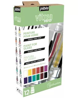 "PEBEO" Набор красок Vitrea 160 "Исследование" по стеклу под обжиг 12 цв. 20 мл 757461 глянцевые арт. ГММ-100526-1-ГММ074415349954