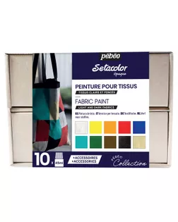 "PEBEO" Набор красок Setacolor Opaque "Коллекция" для темных и светлых тканей с аксессуарами 10 цв. 45 мл 758482 №2 арт. ГММ-100739-2-ГММ074432820924