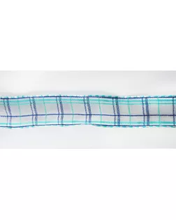 Лента органза с рисунком с проволокой по краю SAFISA ш.2,5см (16 белый/синий) арт. ГЕЛ-11003-1-ГЕЛ0109364