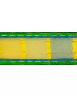 Лента органза с рисунком SAFISA, 25 мм, 15 м, цвет 03, зеленый арт. ГЕЛ-30745-1-ГЕЛ0119149