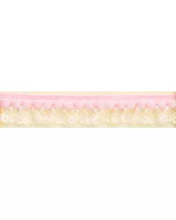 Рюш декоративный с помпонами, 20 мм, цвет сливочный с розовым арт. ГЕЛ-18323-1-ГЕЛ0124738