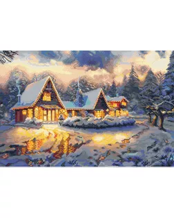 Картина стразами "Домик в зимнем лесу" арт. ГЕЛ-24880-1-ГЕЛ0161458