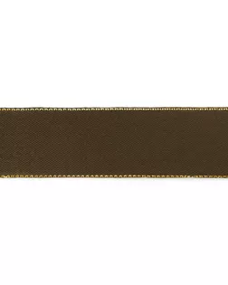 Лента атласная SAFISA с люрексным кантом по краям ш.2,5см (17 т.коричневый) арт. ГЕЛ-16323-1-ГЕЛ0162406