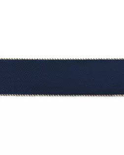 Лента атласная SAFISA с люрексным кантом по краям ш.2,5см (15 т.синий) арт. ГЕЛ-10914-1-ГЕЛ0162419