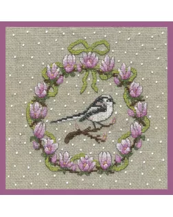 Набор для вышивания "March Wreath Long-Tailed Tit" (Мартовский венок дл/хв синица), 14.5 х 14.5 см арт. ГЕЛ-35680-1-ГЕЛ0195130