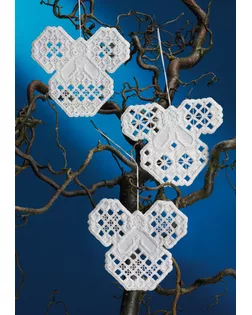 Набор для вышивания ёлочных украшений в технике хардангер "Ангелы" арт. ГЕЛ-1650-1-ГЕЛ0070481
