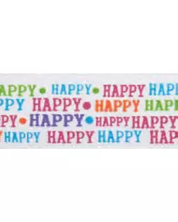 Лента атласная на картонной мини-катушке "Happy Happy" арт. ГЕЛ-1621-1-ГЕЛ0085521