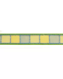 Лента органза с рисунком SAFISA ш.3,8см (зеленый/желтый) арт. ГЕЛ-15856-1-ГЕЛ0093565