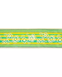Лента с рисунком SAFISA ш.3,8см (зеленый/желтый) арт. ГЕЛ-17694-1-ГЕЛ0093636