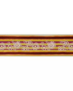 Лента с рисунком SAFISA ш.2,5см (бордо/желтый) арт. ГЕЛ-18556-1-ГЕЛ0093709