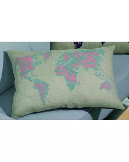 Набор для вышивания подушки "Карта мира - серо-голубой" арт. ГЕЛ-13085-1-ГЕЛ0094663