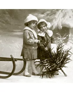 Салфетки трехслойные для декупажа, коллекция "Lunch" Sagen Vintage Design "Рождественские девочки" арт. ГЕЛ-12464-1-ГЕЛ0098667