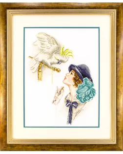 Вышитая картина "Дама с попугаем" арт. ГЕЛ-2210-1-ГЕЛ0134897