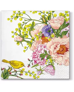 Салфетки трехслойные для декупажа, коллекция "Lunch" PAW Decor Collection "Птица на цветке" арт. ГЕЛ-2972-1-ГЕЛ0137087