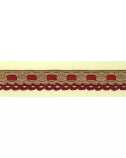 Тесьма декоративная ш.1,6см, бежевая с красной кружевной отделкой и лентой (30м) арт. ГЕЛ-6049-1-ГЕЛ0114024