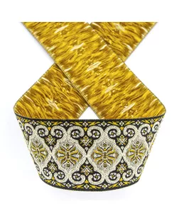 Лента жаккард с люрексом SAFISA ш.5см, 15м (цвет 101 с золотом) арт. ГЕЛ-9472-1-ГЕЛ0109392