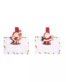 Декоративные прищепки с украшением "Санта Клаус" и конвертом арт. ГЕЛ-14263-1-ГЕЛ0128200