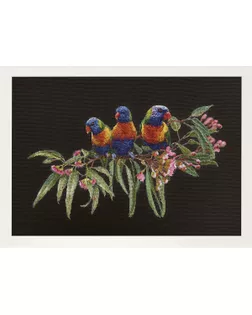 Набор для вышивания "Стайка попугаев", канва Aida (черная) 16 ct арт. ГЕЛ-14676-1-ГЕЛ0125408