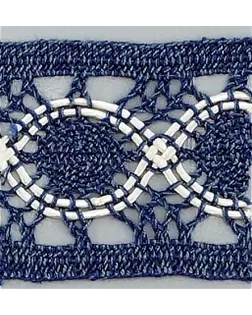 Мерсеризованное х/б кружево ш.4см (джинсовый синий с белым) арт. ГЕЛ-17755-1-ГЕЛ0112119