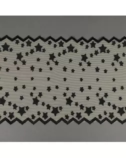Кружево вышивка на сетке KRUZHEVO ш.21,5см 13м (белый с черными звездами) арт. МГ-113487-1-МГ1004376