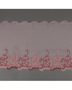 Кружево вышивка на сетке KRUZHEVO ш.22см 7,5м (розовый, левая) арт. МГ-113490-1-МГ1004382