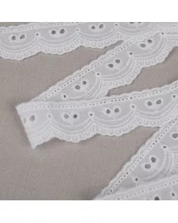 Кружево шитье хлопок KRUZHEVO шир.25мм цв.01 белый, уп.13,71м арт. МГ-120603-1-МГ1008463