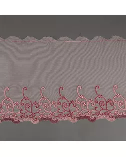 Кружево вышивка на сетке KRUZHEVO ш.22см 7,5м (розовый, правая) арт. МГ-113532-1-МГ1008743