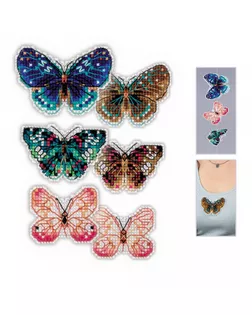Набор для вышивания РИОЛИС Парящие бабочки 9х6см, 8х5см, 6х5см арт. МГ-113626-1-МГ1014281