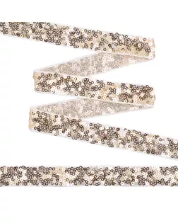 Тесьма с пайетками TBY на сетке шир.20мм цв.белый+золото уп.17.82м арт. МГ-130980-1-МГ1022582