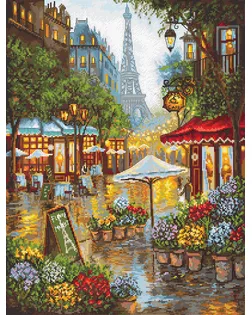Набор для вышивания LETI Весенние цветы, Париж 42х32 см арт. МГ-121199-1-МГ1022671
