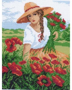 Рисунок на канве МАТРЕНИН ПОСАД - 0763-1 Девушка с маками арт. МГ-123461-1-МГ1037215