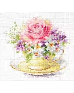 Набор для вышивания АЛИСА Легкие краски утра. Чашечка с розой 16х15 см арт. МГ-124724-1-МГ1039669