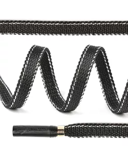 Шнурки TBY плоские 8мм длина 130 см цв.черный/серебро уп.10шт арт. МГ-125209-1-МГ1040627