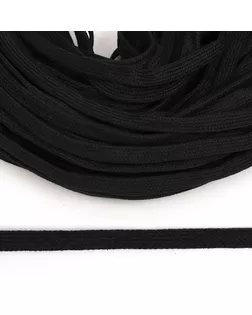 Шнур плоский х/б 08мм классическое плетение TW цв.032 черный уп.50м арт. МГ-133129-1-МГ1684848