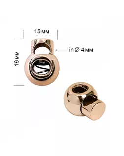 Фиксатор пластиковый для шнура TBY.0319 (15х19мм, 1 отв.4мм) цв.золото уп. 100шт арт. МГ-134583-1-МГ1704713