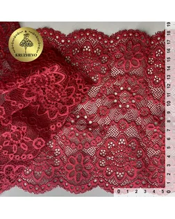 Кружево-стрейч KRUZHEVO шир.185мм цв.101 темно-красный уп.3м арт. МГ-134415-1-МГ1705858