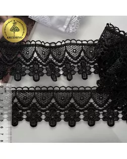 Кружево гипюр с цветами ш.6см цв.019 черный арт. МГ-73271-1-МГ0638512