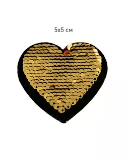 Термоаппликации Сердце с пайетками 5х5см, золото уп.10шт. арт. МГ-115465-1-МГ0743347