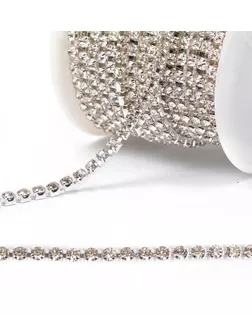 Цепь со стразами цв.CRYSTAL/SILVER, 2.8 мм, уп.10 м арт. МГ-116283-1-МГ0827356