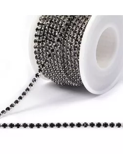 Цепь со стразами цв.BLACK/SILVER, 3 мм, уп.10 м арт. МГ-116627-1-МГ0958108